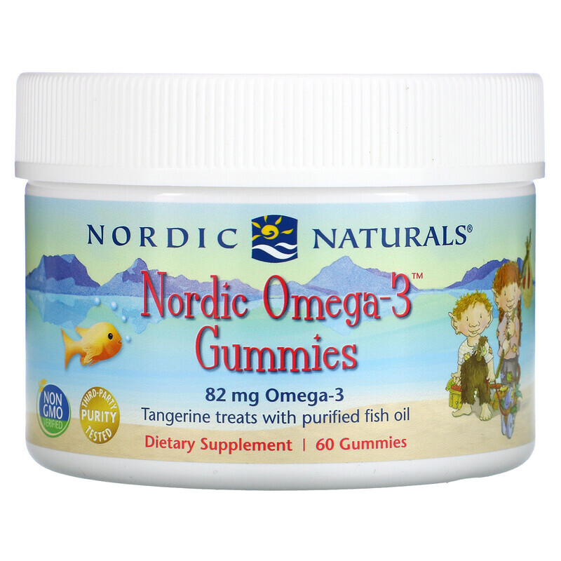   Well Be Nordic Naturals, Жевательные конфеты Nordic Omega-3 со вкусом мандарина, 82 мг, 60 жевательных конфет