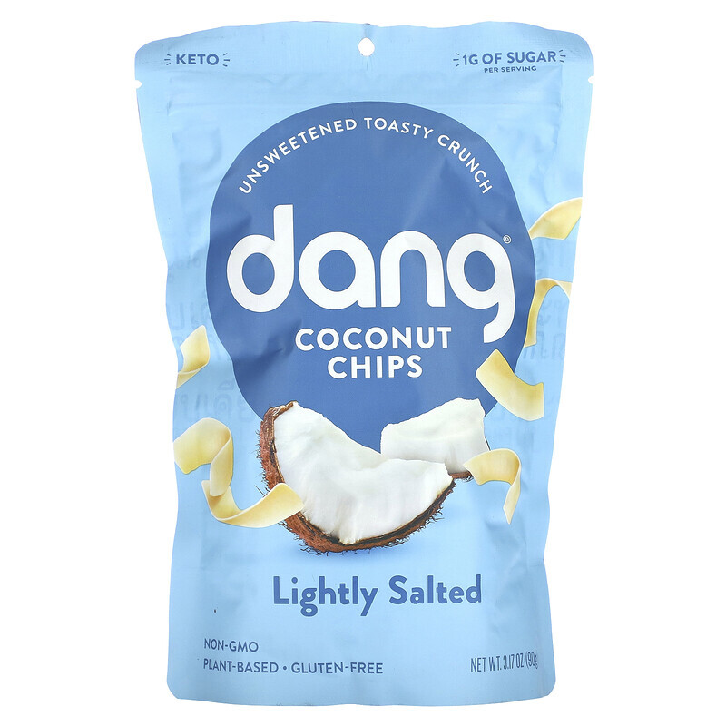 Dang Foods LLC, кокосовые чипсы, слабосоленые, 90 г (3,17 унции)