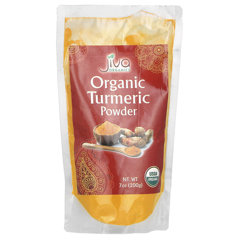 Куркума, специи  Well Be Jiva Organics, Organic Turmeric Powder, 7 oz (200 g)