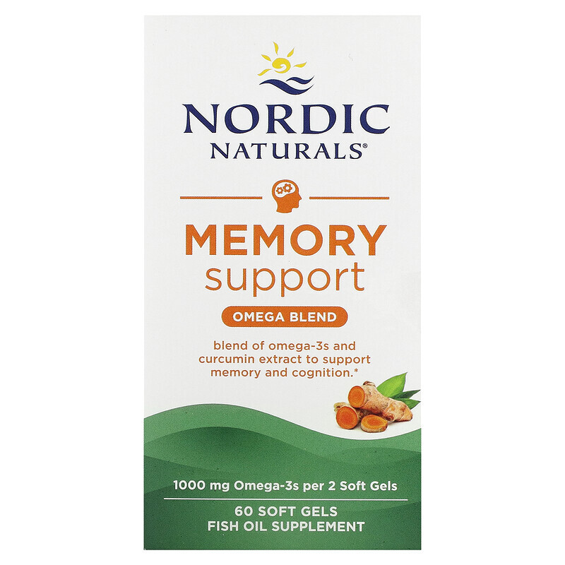 Nordic Naturals, Omega Memory с куркумином, 500 мг, 60 мягких таблеток