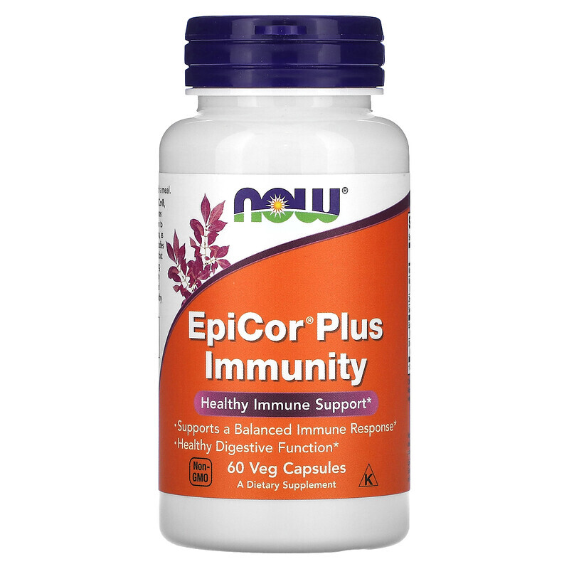 Биодобавки с клетчаткой NOW Foods, EpiCor Plus Immunity, 60 растительных капсул