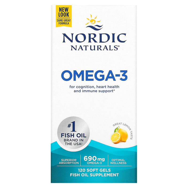 Рыбий жир омега-3  Well Be Nordic Naturals, омега-3, со вкусом лимона, 345 мг, 120 капсул