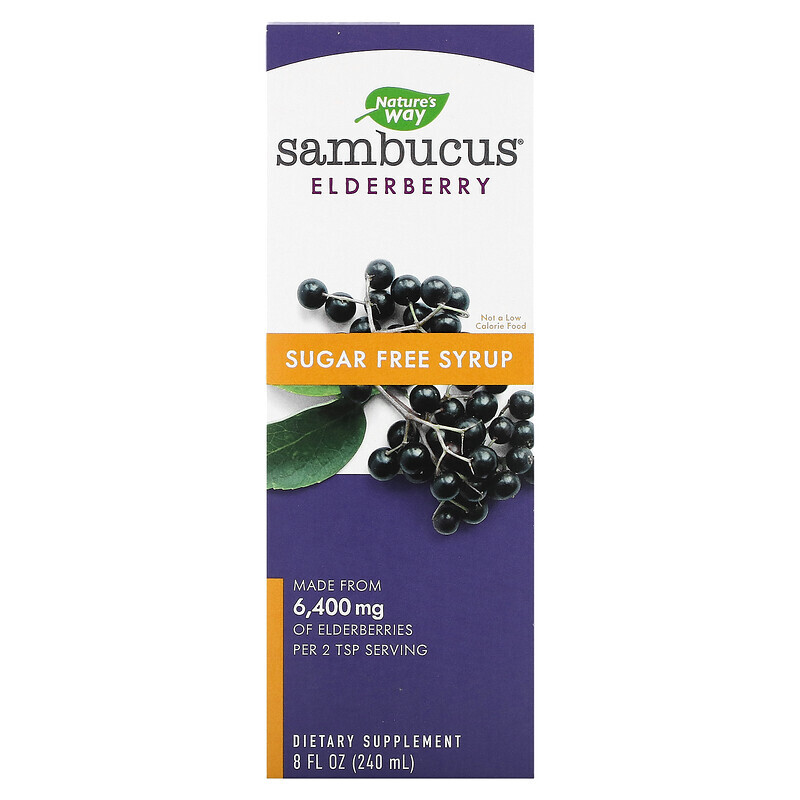 Бузина (Elderberry)  Well Be Nature's Way, Sambucus, стандартизированный экстракт бузины, без сахара, 8 жидких унций (240 мл)