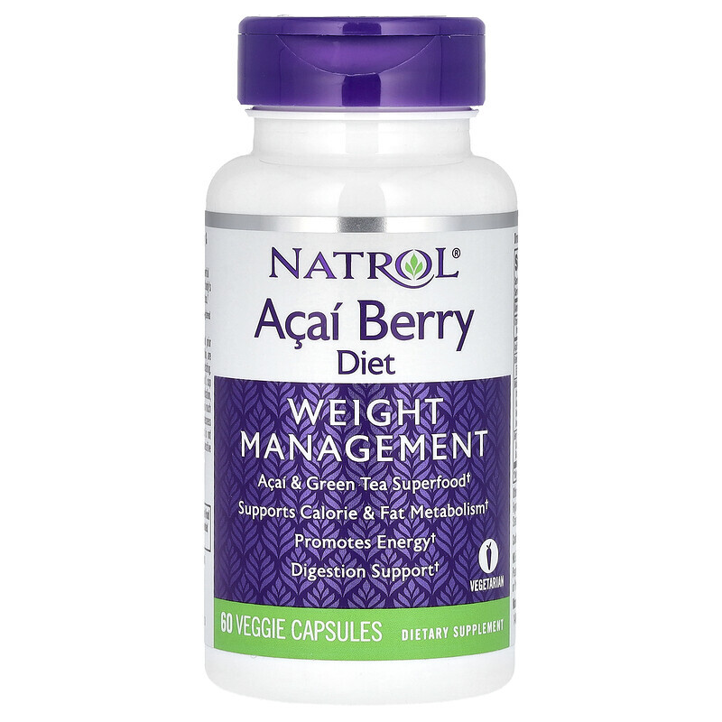 Natrol, Acai Berry Diet, для коррекции веса, 60 вегетарианских капсул