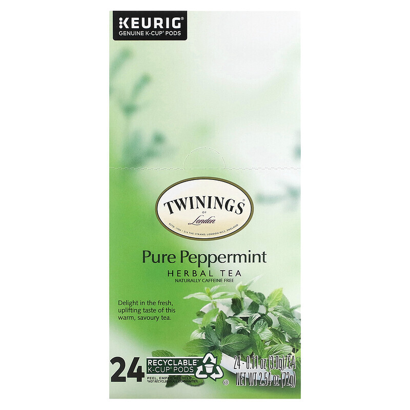 Twinings, Kräutertee, reine Pfefferminze, koffeinfrei, 24 K-Becher, je 3 g (0,11 oz.)