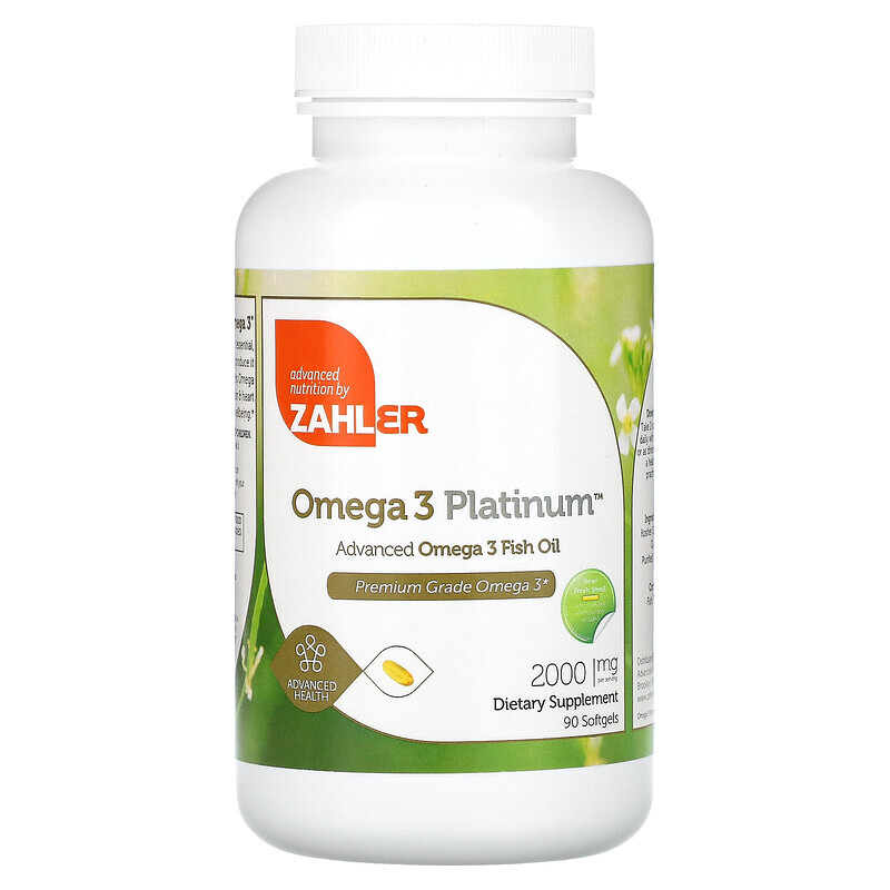 Zahler, Omega 3 Platinum, рыбий жир с омега-3, улучшенная формула, 1000 мг, 90 капсул