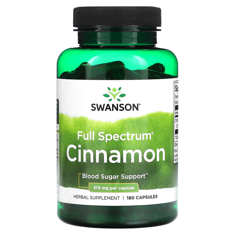 Swanson, Корица полного спектра, 375 мг, 180 капсул
