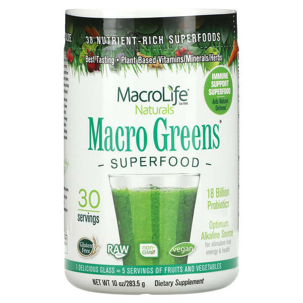 Macrolife Naturals, Macro Greens, суперфуды, 283,5 г (10 унций)