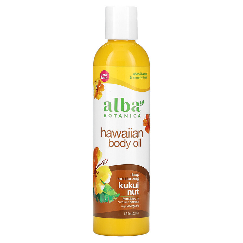 Alba Botanica, Гавайское масло для тела, Орех кукуй, 8,5 жид. унций (251 мл)