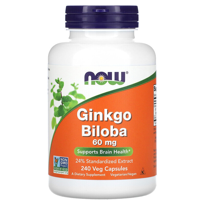   Well Be NOW Foods, Гинкго билоба, 60 мг, 240 растительных капсул