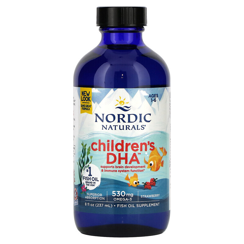  Nordic Naturals, ДГК для детей от 1 до 6 лет, клубника, 237 мл (8 жидк. Унций)