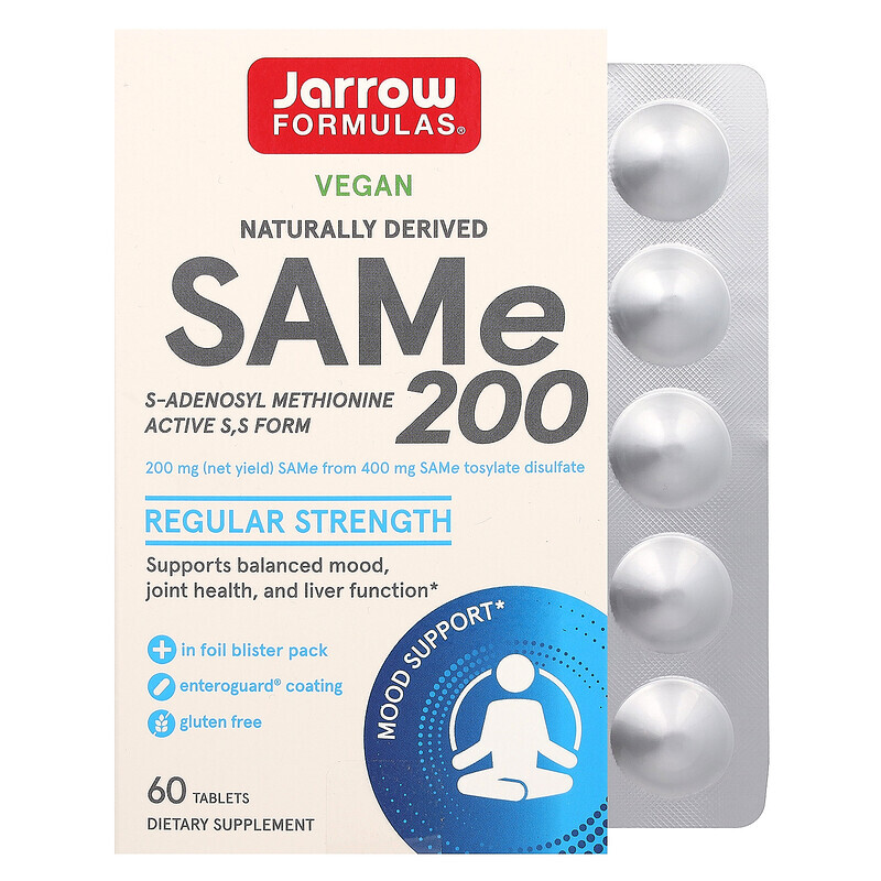 S-Аденозилметионин  Well Be Jarrow Formulas, SAMe 200, 200 мг, 60 таблеток