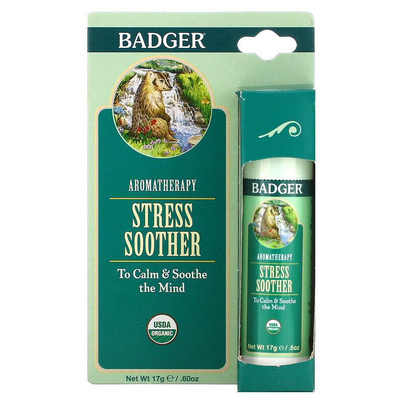 Badger Company, Aromatherapy, успокаивающее средство, мандарин и розмарин, 17 г (0,60 унции)