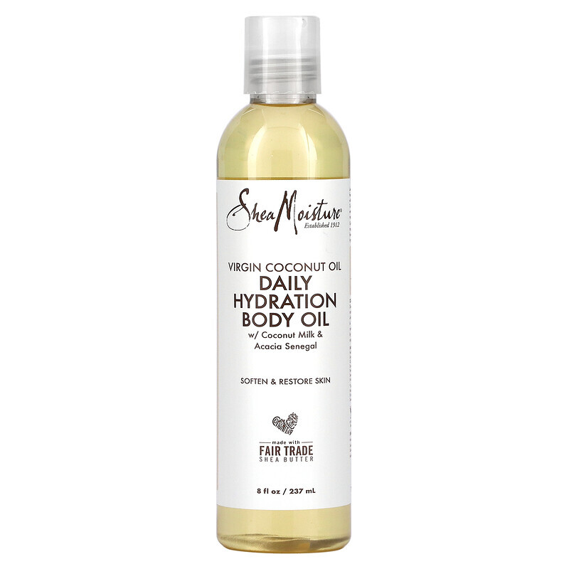  SheaMoisture, 100% кокосовое масло первого отжима, масло для тела для ежедневного увлажнения, 8 жидких унций (237 мл)