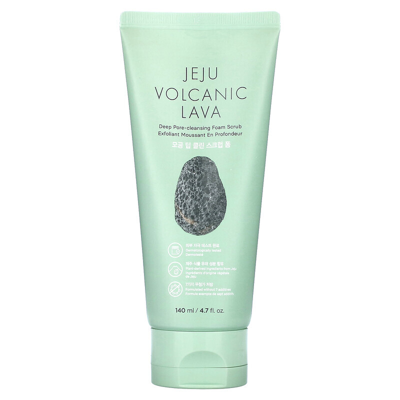 The Face Shop, Jeju Volcanic Lava, пенный скраб для глубокого очищения пор, 4,7 жидк. унция (140 мл)