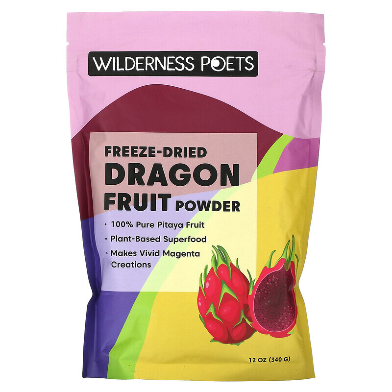 Wilderness Poets, Freeze Dried Dragon Fruit Powder, Pink Pitaya, 12 oz (340 g)