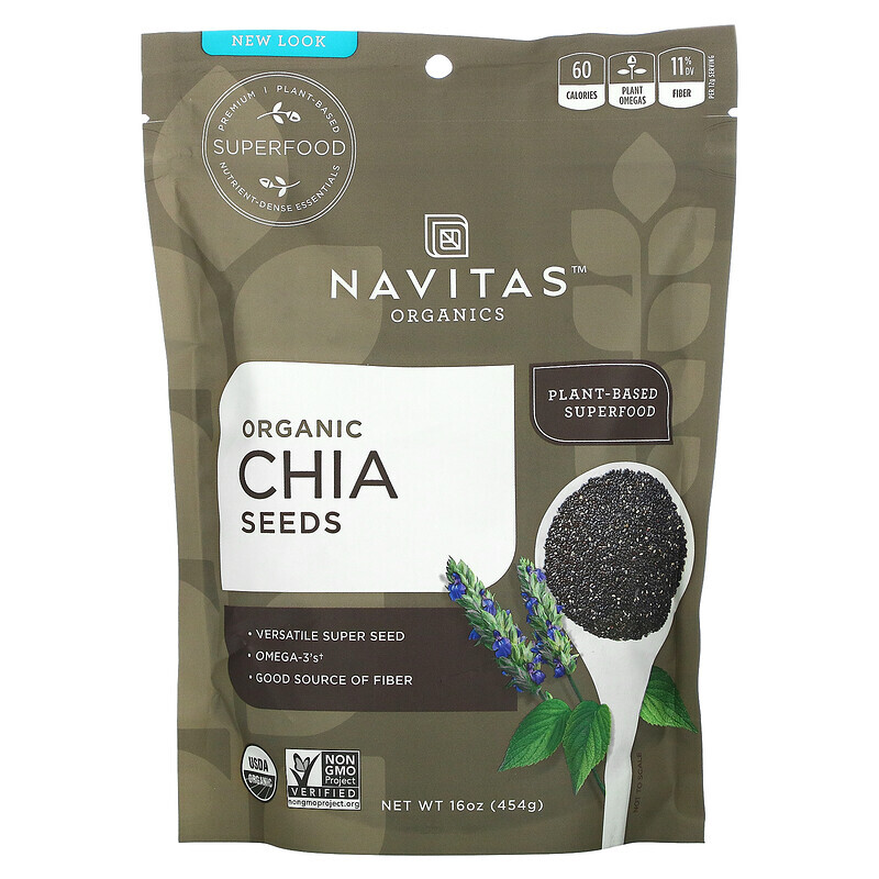 Navitas Organics, Органические семена чиа, 454 г