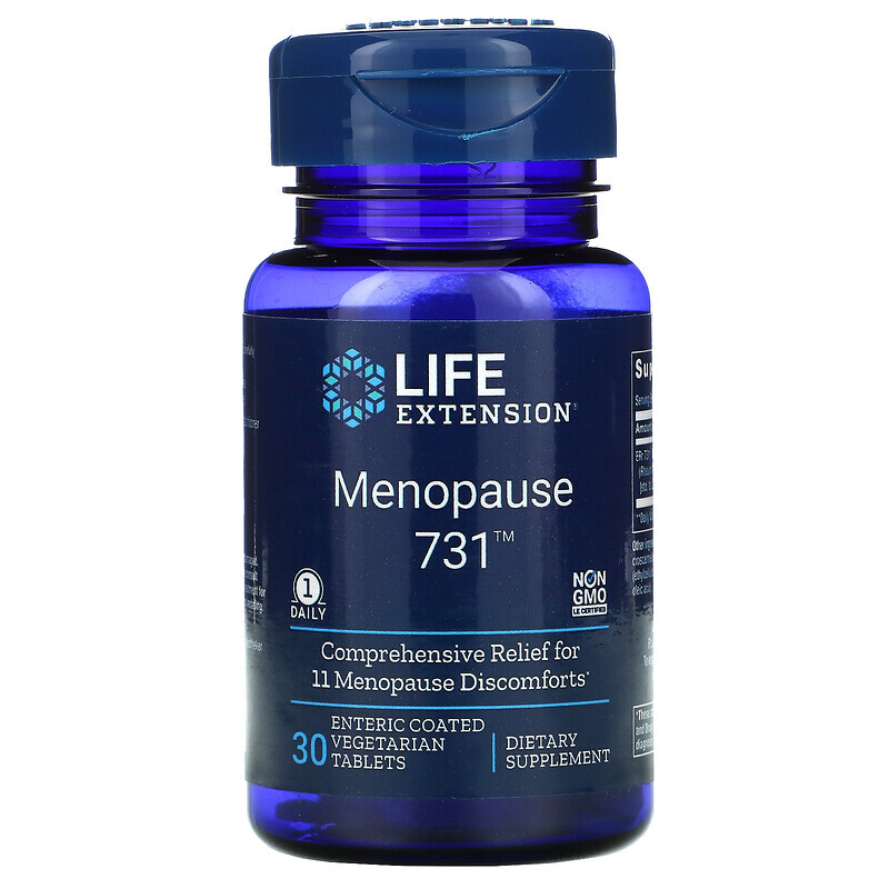 Женские гормональные средства Life Extension, Menopause 731, 30 вегетарианских таблеток, покрытых кишечнорастворимой оболочкой