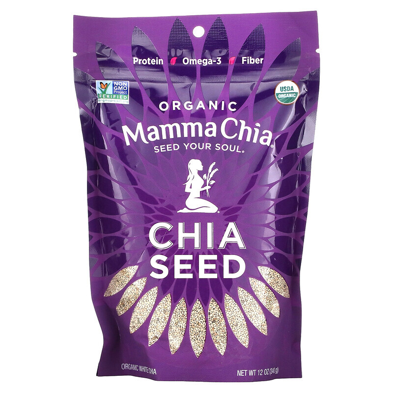 Mamma Chia, органические белые семена чиа, 340 г (12 унций)