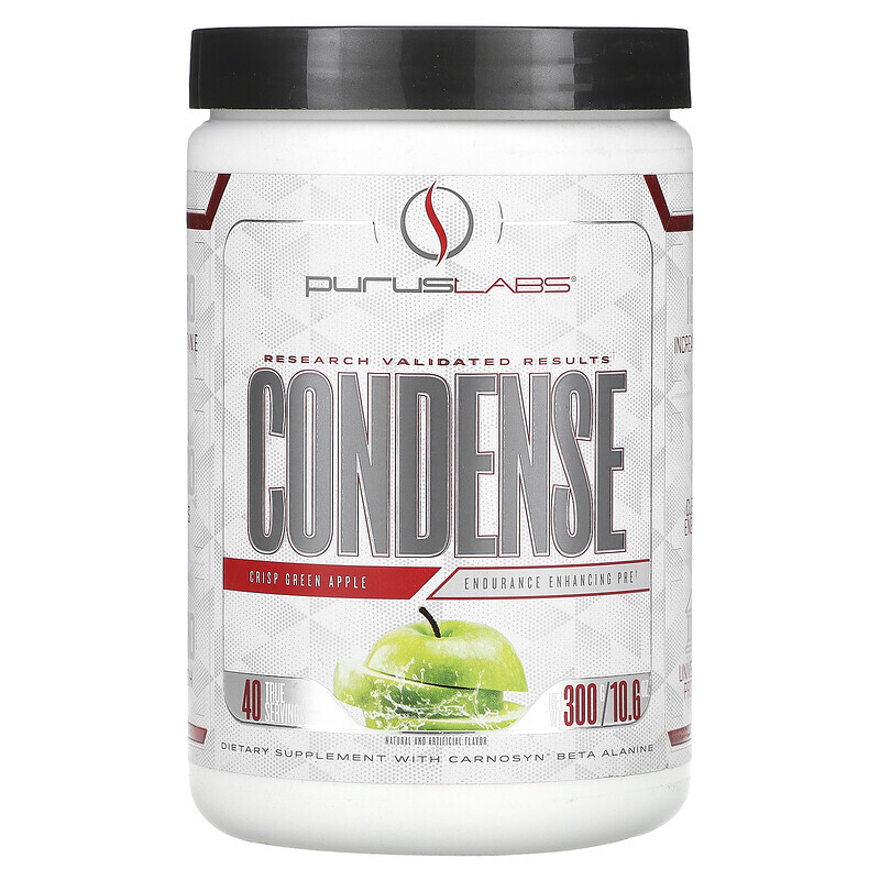 Purus Labs, Condense, Endurance Enhancing Pre, свежее зеленое яблоко, 300 г (10,6 унции)