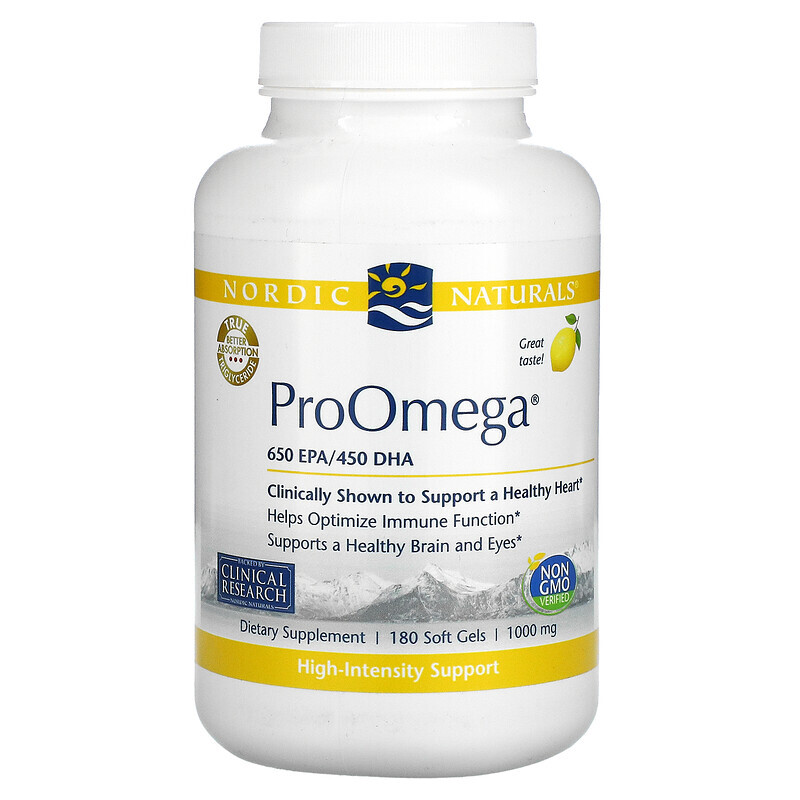 Рыбий жир омега-3  Well Be Nordic Naturals, ProOmega, со вкусом лимона, 1000 мг, 180 мягких желатиновых капсул