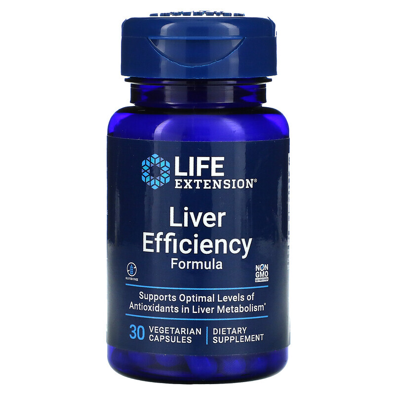 Life Extension, Liver Efficiency Formula, для здоровой работы печени, 30 вегетарианских капсул