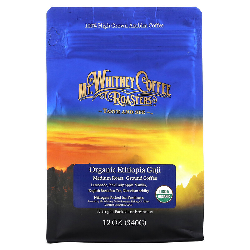 Mt. Whitney Coffee Roasters, Organic Ethiopia Guji, молотый кофе, средней обжарки, 340 г (12 унций)