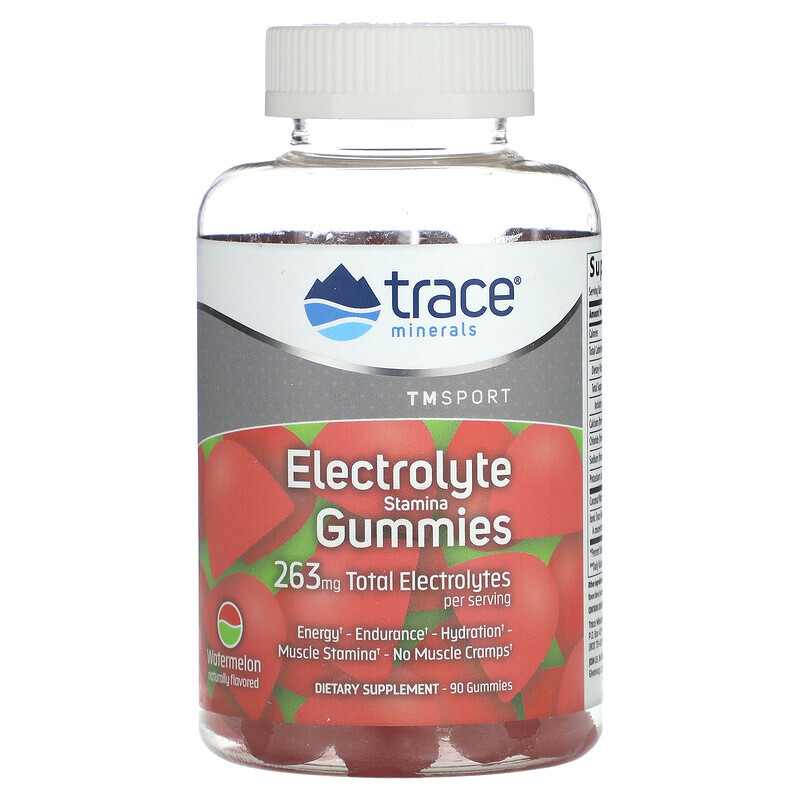 Товары из аптечки Trace Minerals ®, TM Sport, жевательные мармеладки с электролитом, арбуз, 263 мг, 90 жевательных таблеток