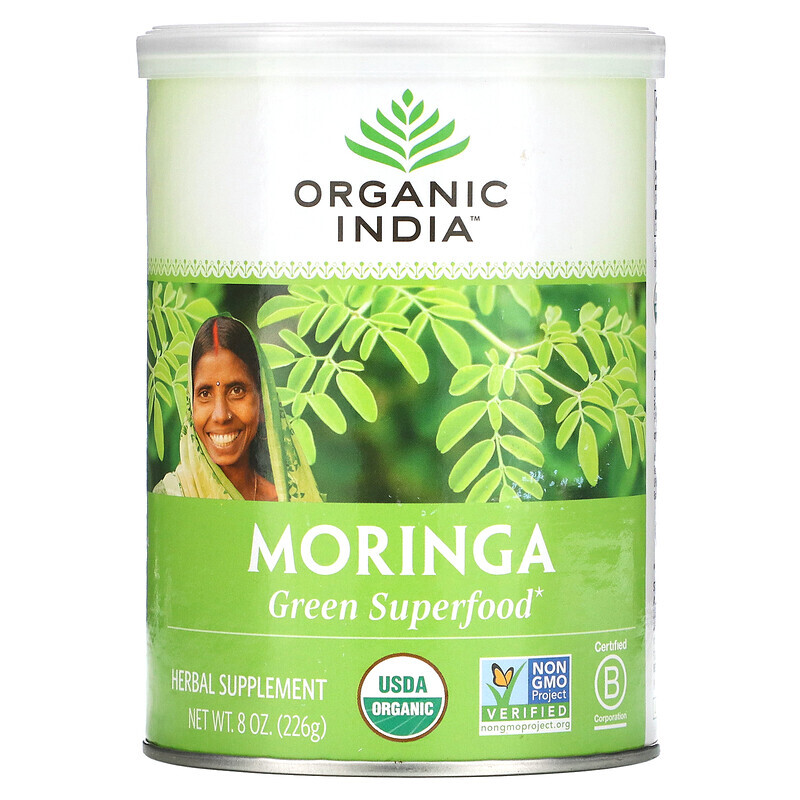 Organic India, зеленые суперфуды, моринга, 226 г (8 унций)