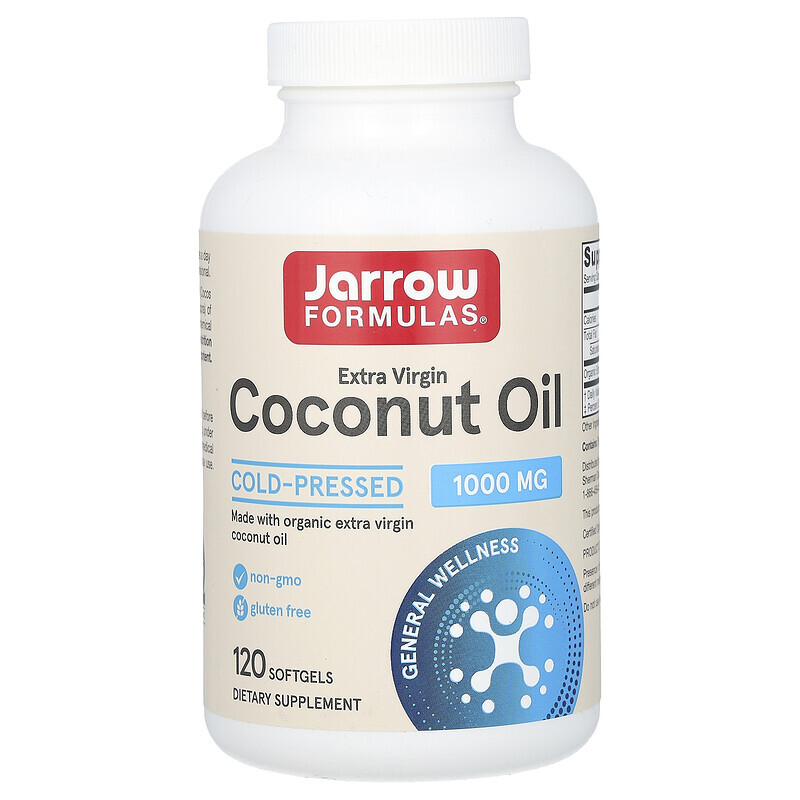 Jarrow Formulas, кокосовое масло первого холодного отжима, 1000 мг, 120 капсул