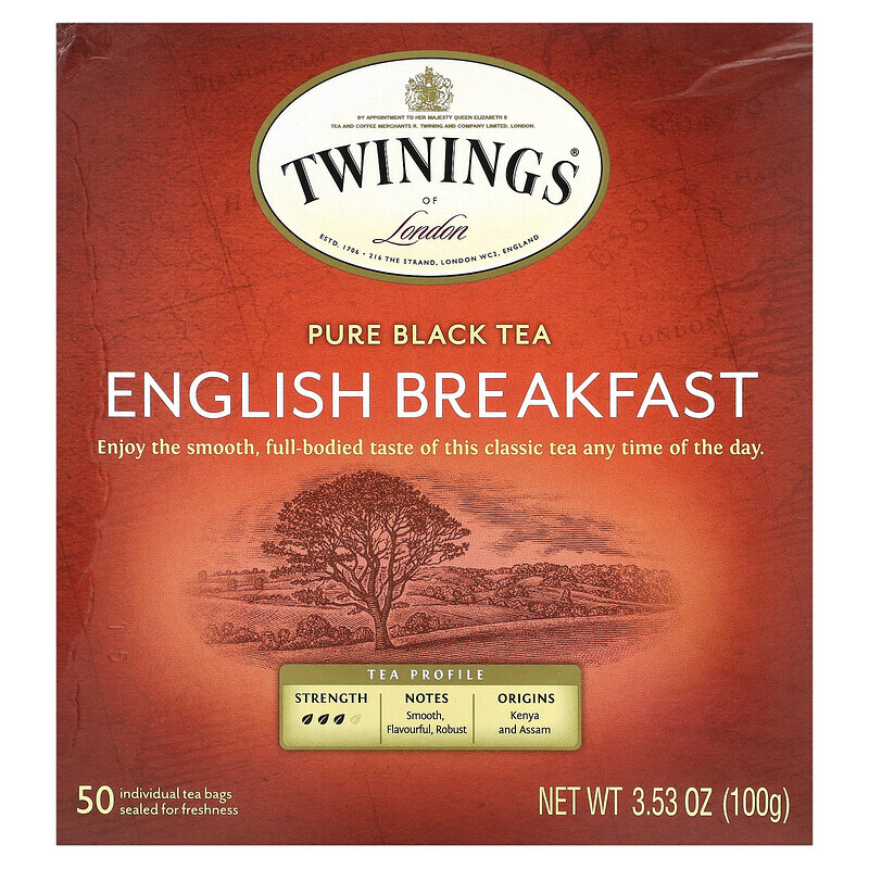 Twinings, Pure Black Tea English Breakfast, 50 Teebeutel, 100 g (3,53 oz.)