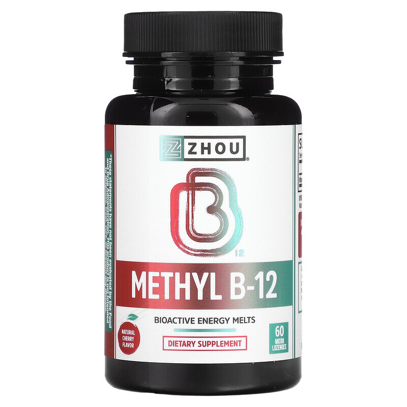  Zhou Nutrition, Methyl B-12, натуральная вишня, 60 микроладсов