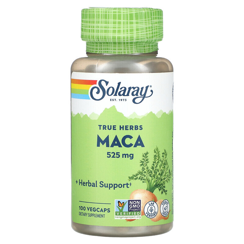 Solaray, True Herbs, мака, 525 мг, 100 вегетарианских капсул