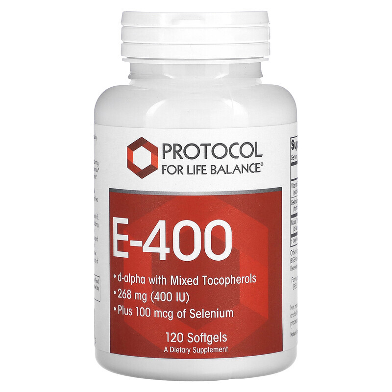 Protocol for Life Balance, E-400, 268 мг (400 МЕ), 120 мягких таблеток