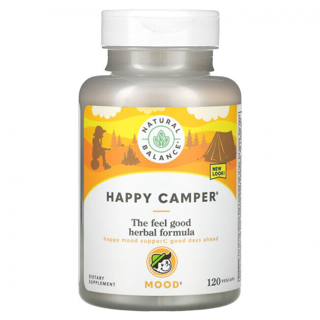 Natural Balance, Happy Camper, добавка для поддержания хорошего настроения, 120 вегетарианских капсул