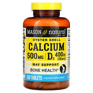 Mason Natural, Oyster Shell Calcium Plus D3, 250 Tabletten