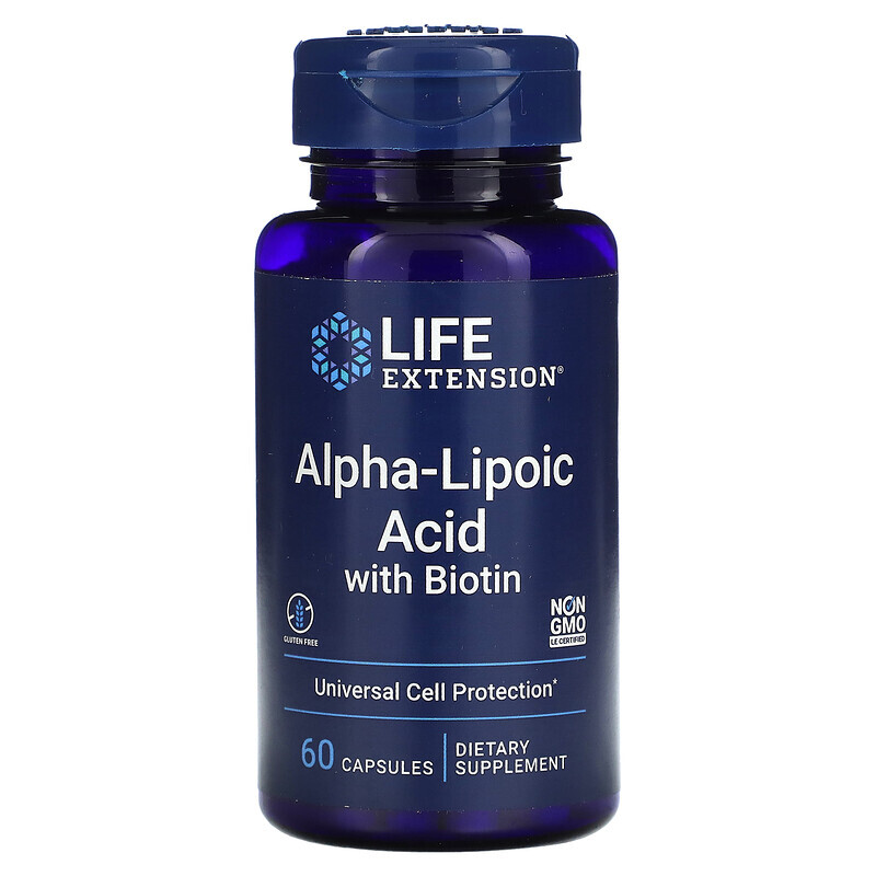 Альфа-липоевая кислота  Well Be Life Extension, Alpha-Lipoic Acid with Biotin, 60 Capsules