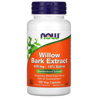  Now Foods, Willow Bark Extract, Weidenrindenextrakt, 400 mg, 100 pflanzliche Kapseln