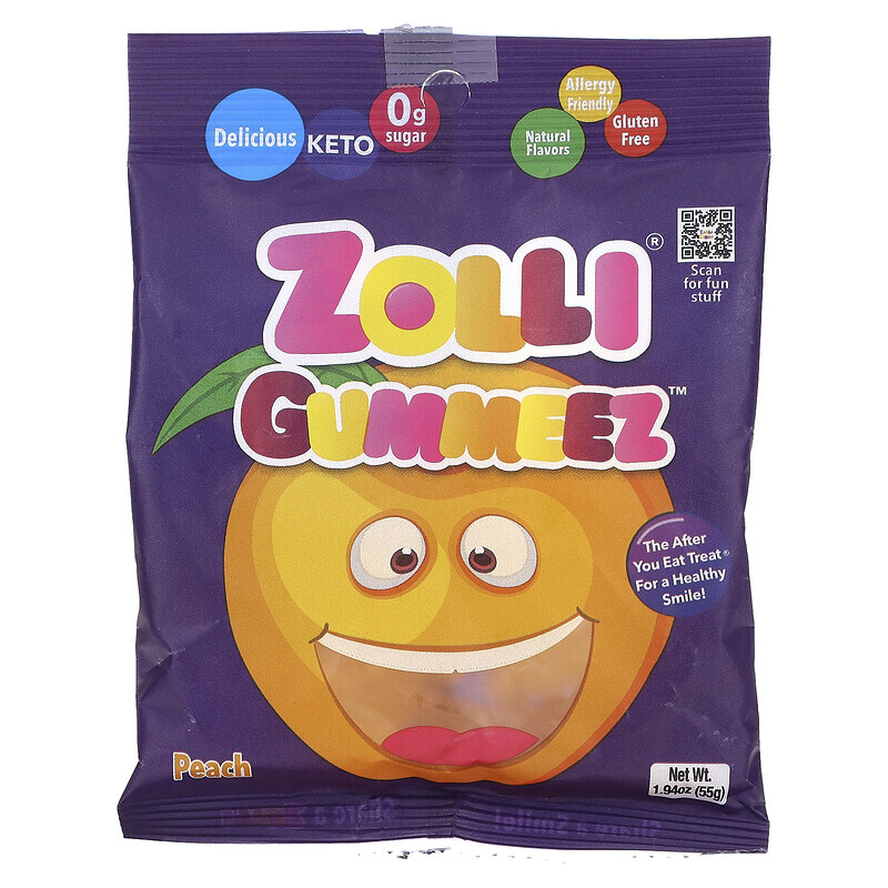 Zollipops, Zolli Gummeez, персик, 55 г (1,94 унции)