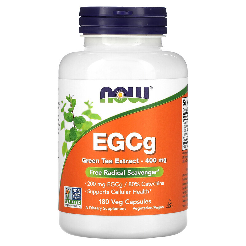 NOW Foods, EGCg, экстракт зеленого чая, 400 мг, 180 растительных капсул