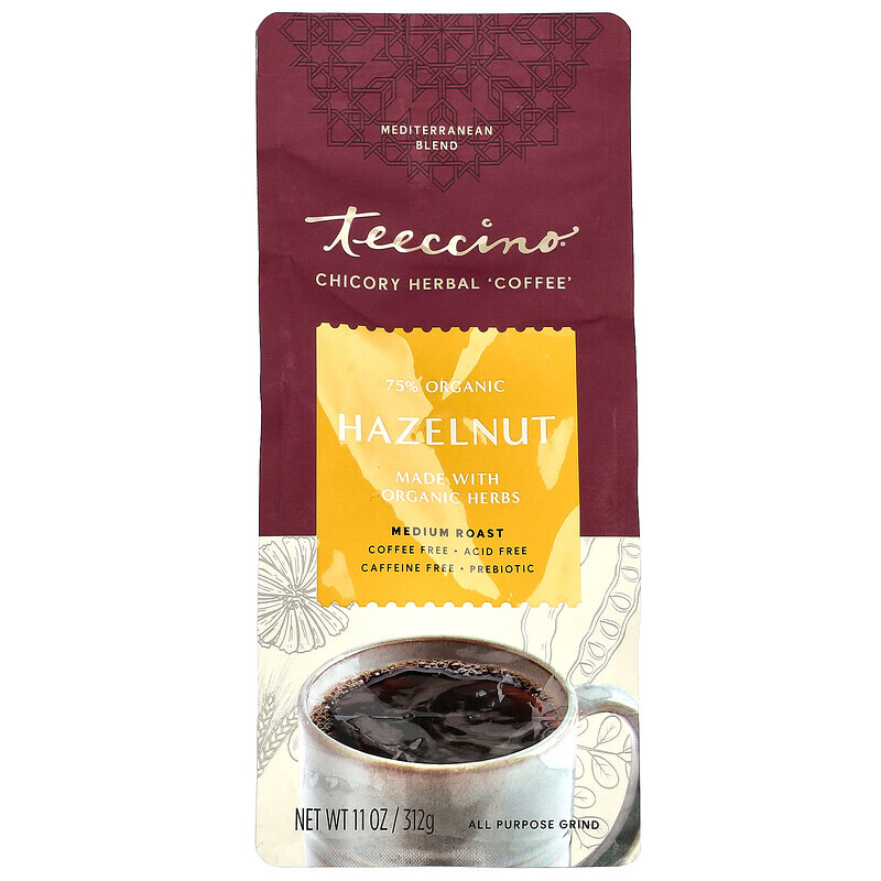 Травяные заменители кофе Teeccino, травяной кофе из цикория, средней прожарки, без кофеина, фундук, 312 г (11 унций)