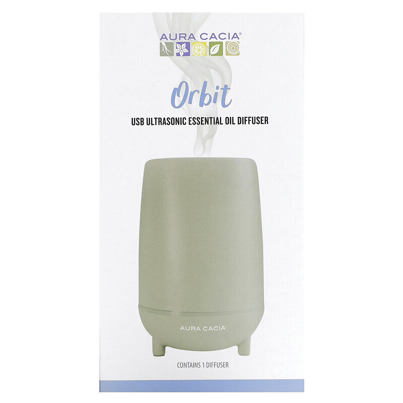 Aura Cacia, Orbit, ультразвуковой диффузор эфирного масла с USB-портом, 1 шт.