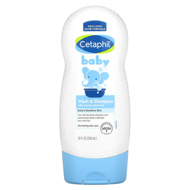 Cetaphil, детский гель для душа и шампунь, с органической календулой, 230 мл (7,8 жидк. унции)