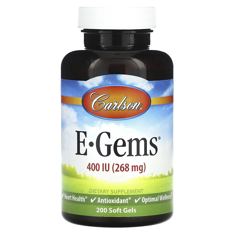 Бренды  Well Be Carlson, E Gems, 400 МЕ (268 мг), 200 мягких таблеток