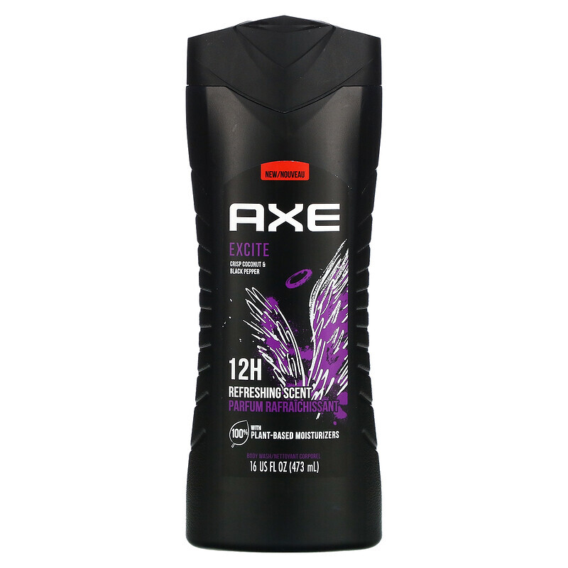 Axe, Гель для душа Excite, «Свежий кокос и черный перец», 473 мл