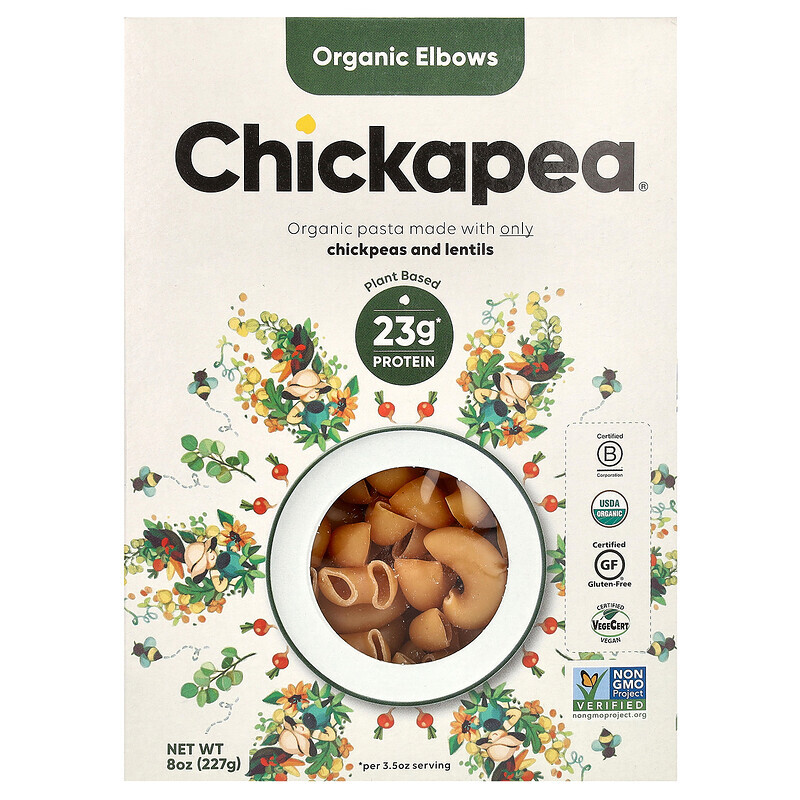 Chickapea, Органические локти, 8 унций (227 г)