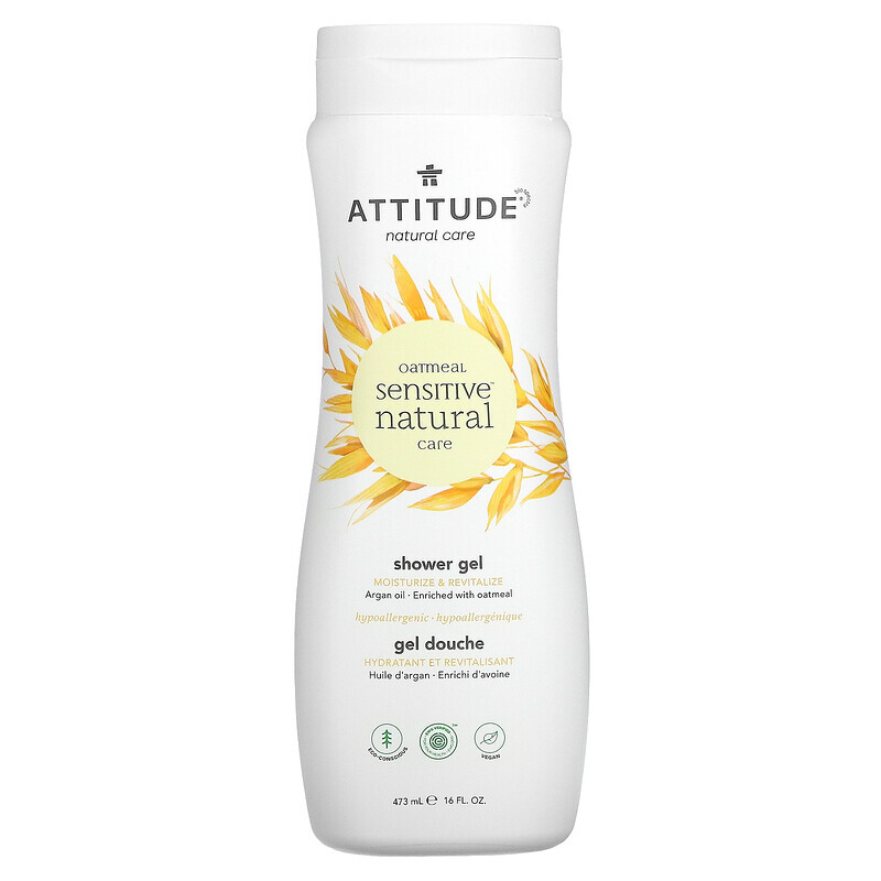 ATTITUDE, Oatmeal Sensitive Natural Care, гель для душа, увлажнение и восстановление, аргановое масло, 473 мл (16 жидк. Унций)