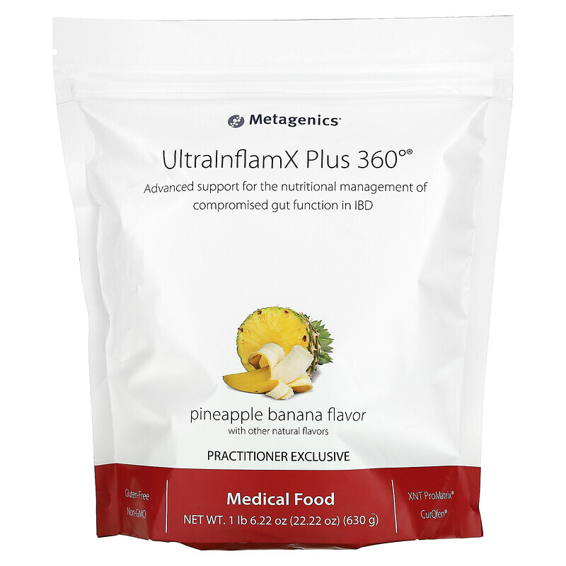 Metagenics, UltraInflamX Plus 360, медицинское питание, ананас и банан, 630 г (22,22 унции)