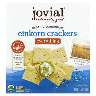 Jovial, Organic Sourdough Einkorn Crackers, Everything, 4.5 oz (128 g)