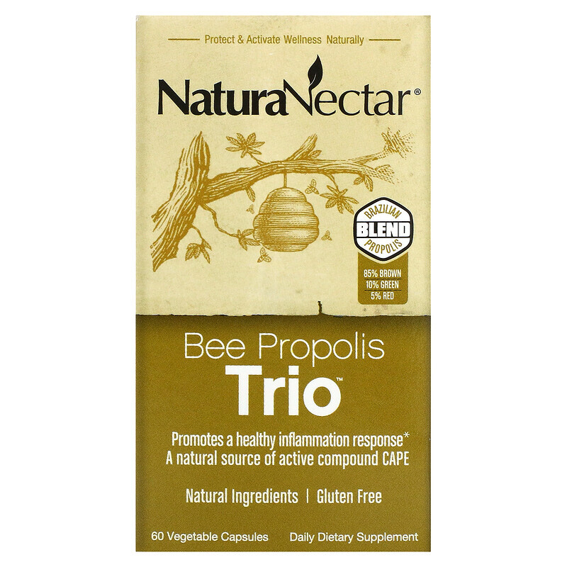 Прополис  Well Be NaturaNectar, Bee Propolis Trio, 60 вегетарианских капсул